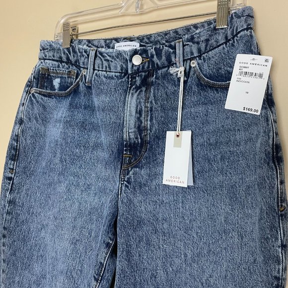 Good American Good Classic Denim Distressed Jeans Size 30 NWT Acid Wash - Picture 4 of 11